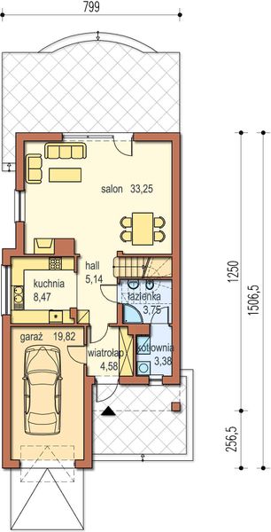 Parter projektu Filemon z garażem