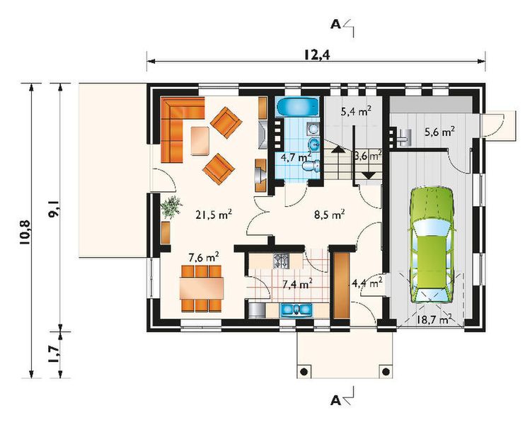 Parter projektu Mały Dworek - szkielet drewniany lekki
