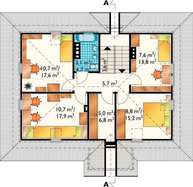 Poddasze projektu Mały Dworek - murowana - klinkier