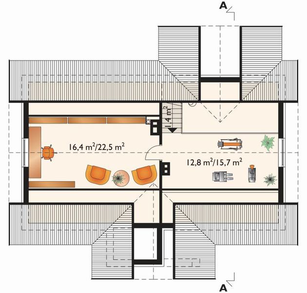 Poddasze projektu Jemioła - murowana – beton komórkowy