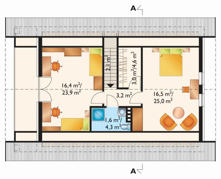 Poddasze projektu Baba Jaga-2 - murowana – ceramika