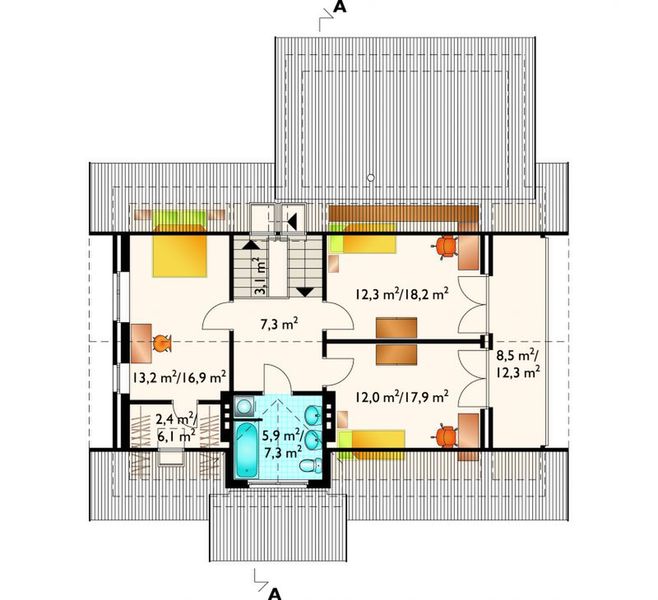 Poddasze projektu Orion-2 - murowana – klinkier