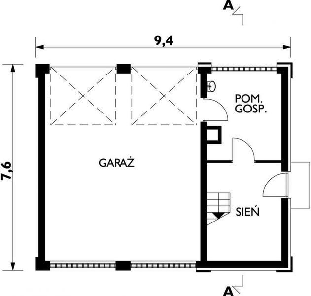 Parter projektu Garaż M4 - murowana – beton komórkowy