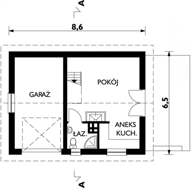 Parter projektu Garaż M3 - murowana – beton komórkowy
