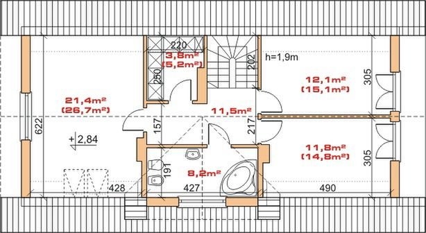 Poddasze projektu Dom przy Sokolej