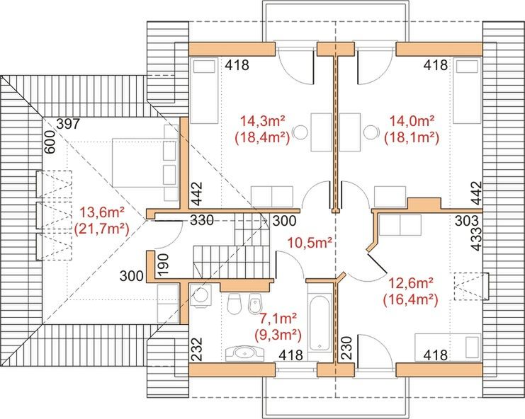 Poddasze projektu Dom przy Trzykrotek