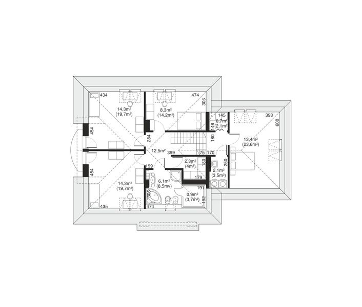 Poddasze projektu Dom przy Kasztelańskiej