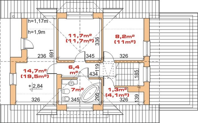 Poddasze projektu Dom przy Błękitnej