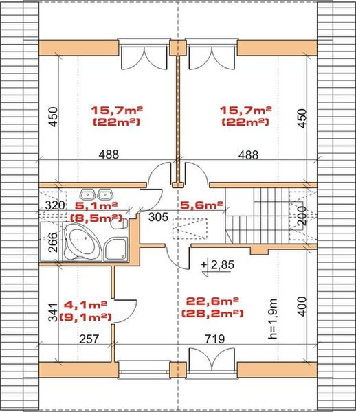Poddasze projektu Dom przy Wiązowej