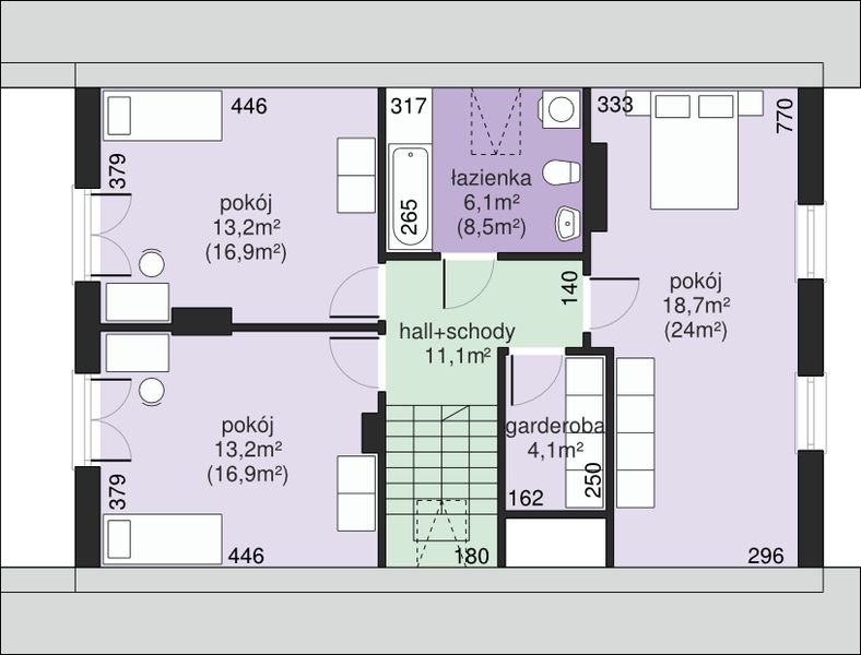 Poddasze projektu Dom przy Głogowej