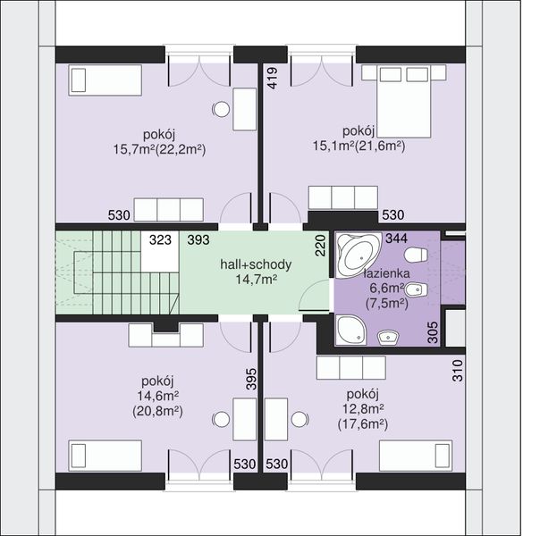 Poddasze projektu Dom przy Leśnej