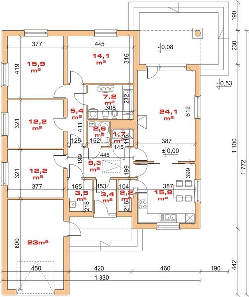 Parter projektu Dom przy Ogrodowej