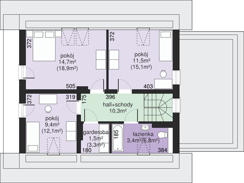 Poddasze projektu Dom przy Krokusowej