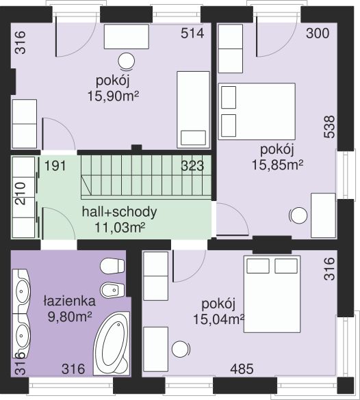 Piętro 1 projektu Dom przy Miedzianej