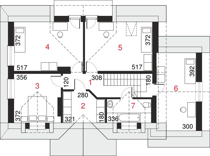 Poddasze projektu Dom przy Szarotek
