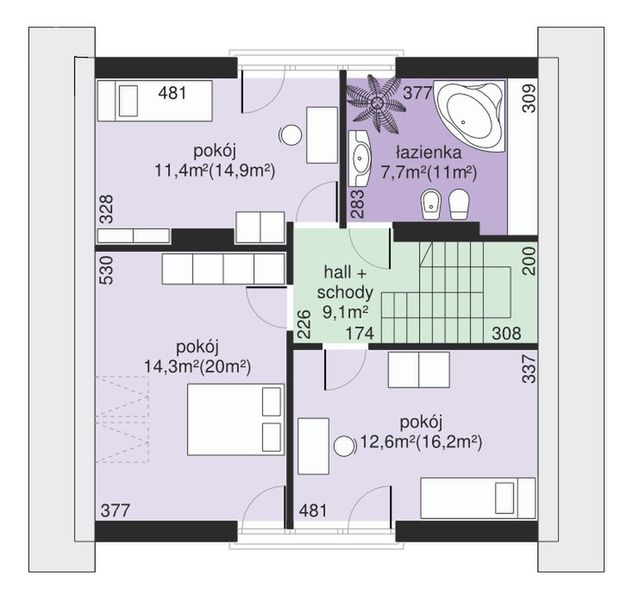 Poddasze projektu Dom przy Cyprysowej 3