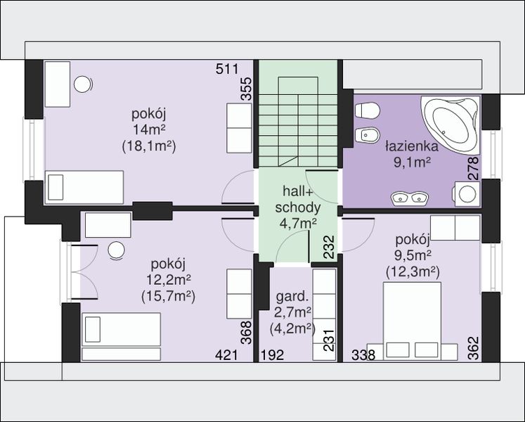 Poddasze projektu Dom przy Platanowej