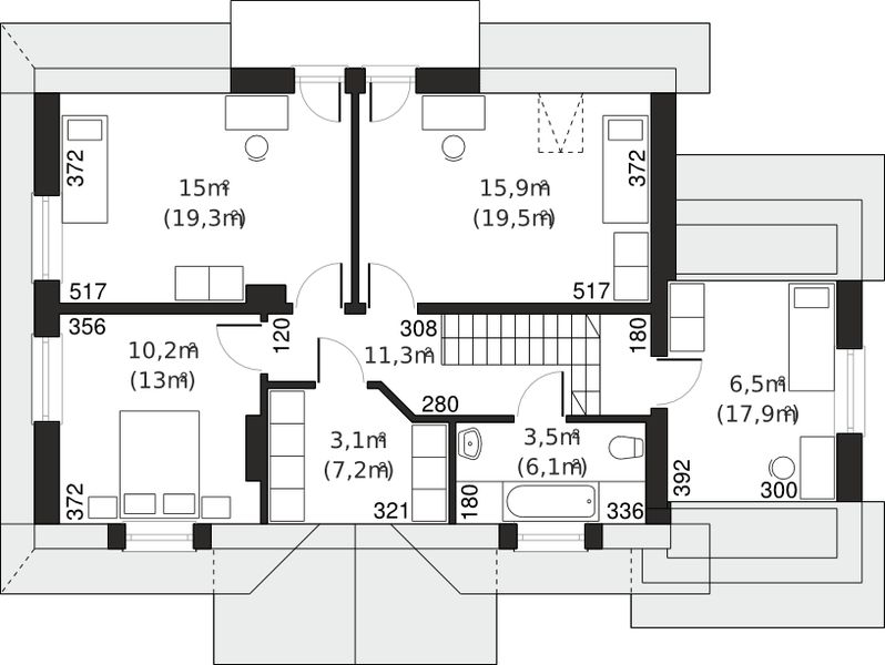 Poddasze projektu Dom przy Modrzewiowej