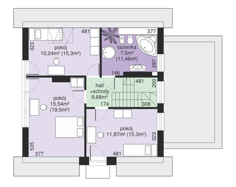 Poddasze projektu Dom przy Wiosennej 3