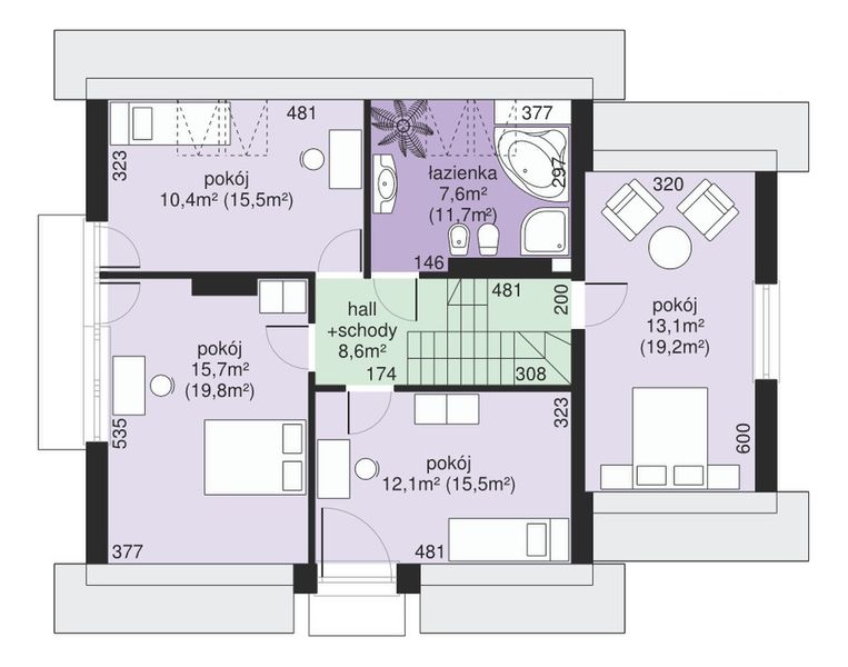 Poddasze projektu Dom przy Wiosennej