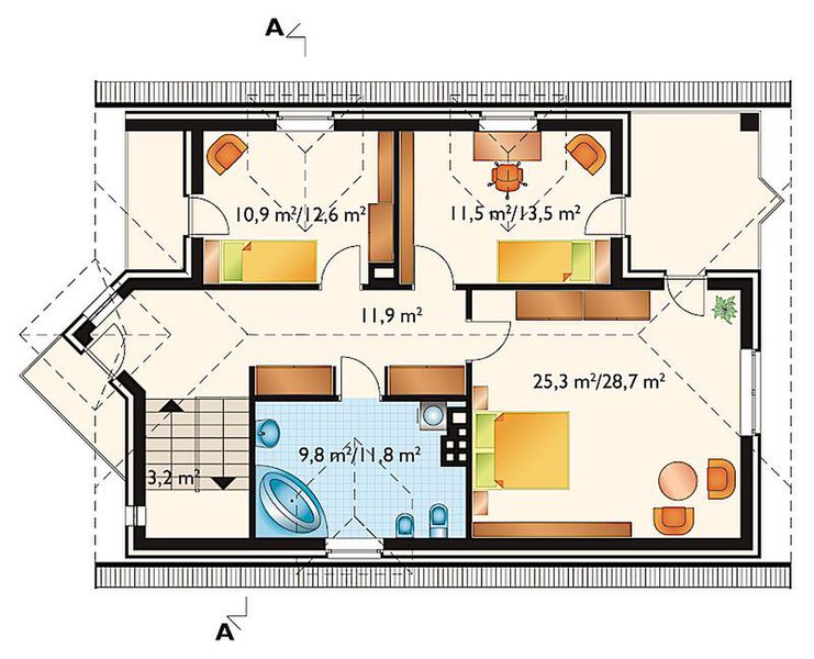 Poddasze projektu Akacja - murowana - ceramika
