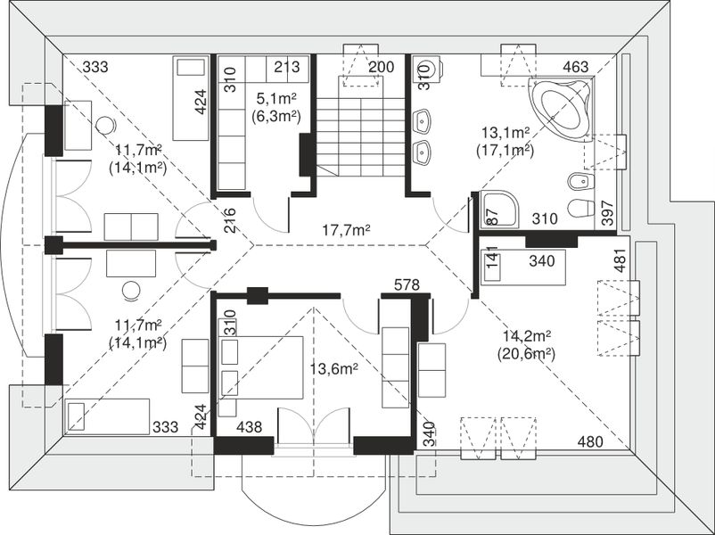 Poddasze projektu Dom przy Słonecznikowej