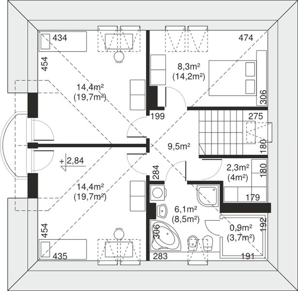 Poddasze projektu Dom przy Rozmarynowej