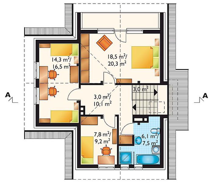 Poddasze projektu Atol - murowana – ceramika