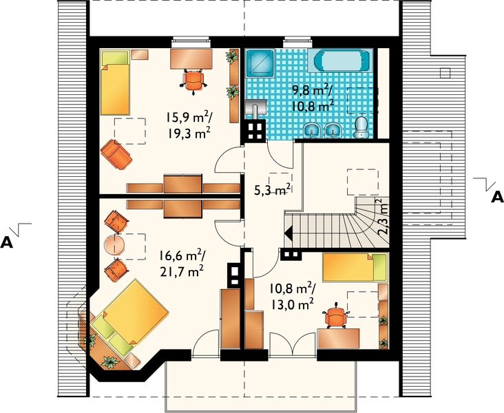 Poddasze projektu Kamil - murowana – beton komórkowy