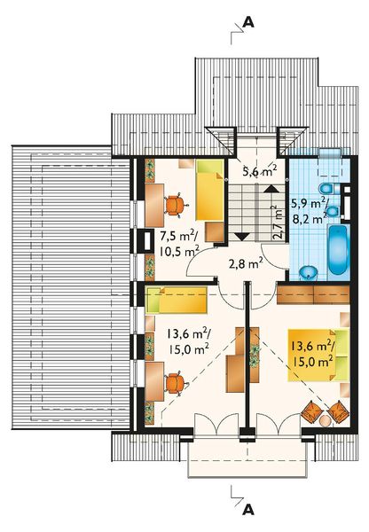 Poddasze projektu Krab Duo - murowana – ceramika