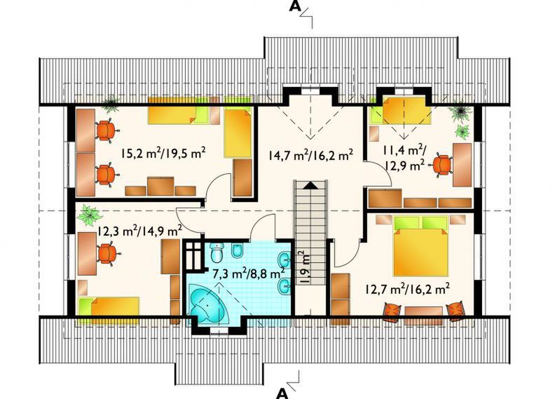 Poddasze projektu Modrak - murowana – ceramika
