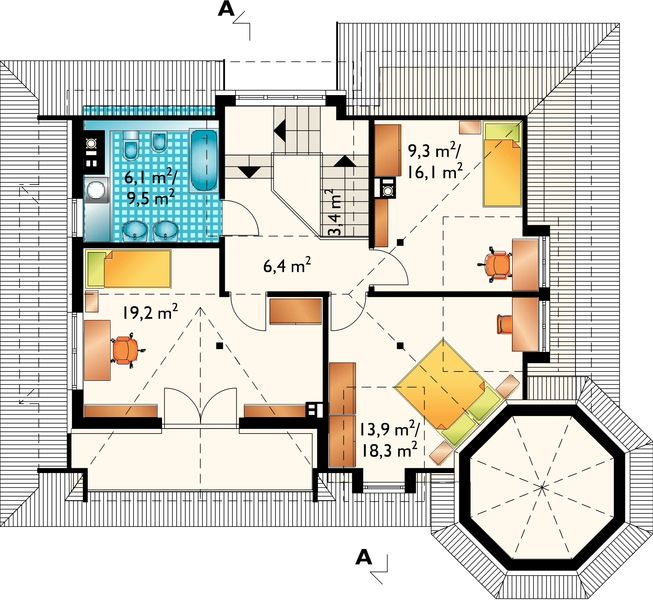 Poddasze projektu Nowy Zameczek - murowana – ceramika