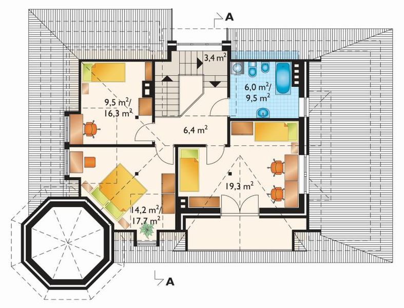 Poddasze projektu Zameczek - murowana – ceramika