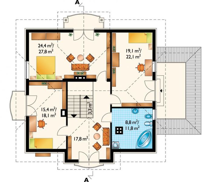 Poddasze projektu Zdrój - murowana – ceramika