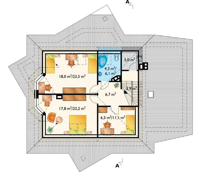 Poddasze projektu Zygzak - murowana – ceramika