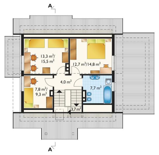 Poddasze projektu Żonkil - murowana – ceramika