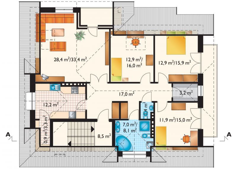 Poddasze projektu Berberys - murowana – ceramika