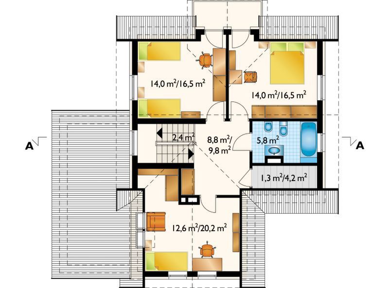 Poddasze projektu Forsycja - murowana – ceramika
