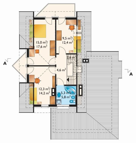 Poddasze projektu Mały Tukan - murowana – ceramika