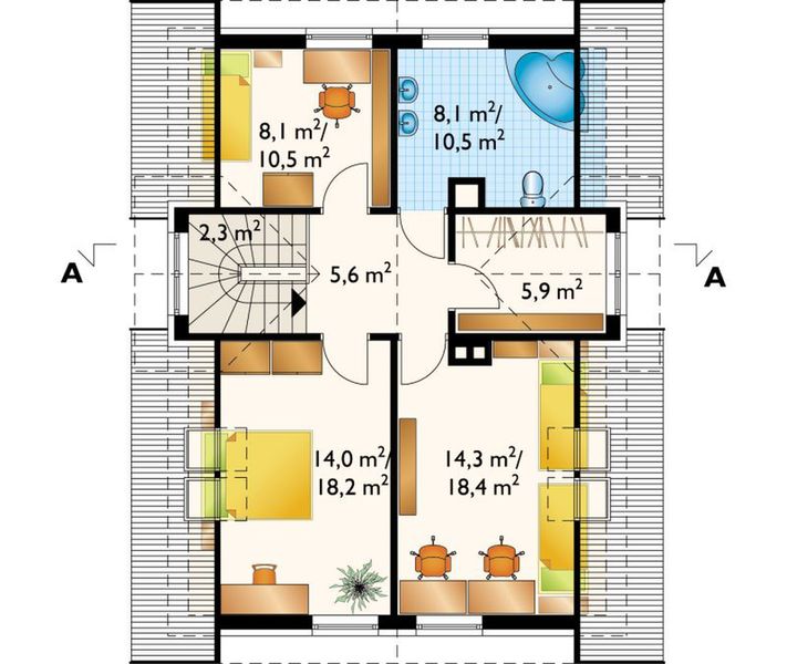 Poddasze projektu Floks - murowana – ceramika