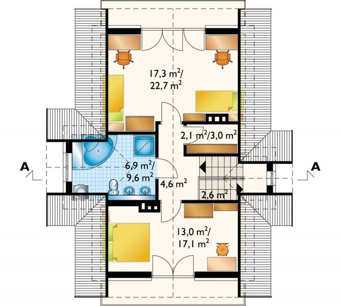 Poddasze projektu Fuksja - murowana – ceramika