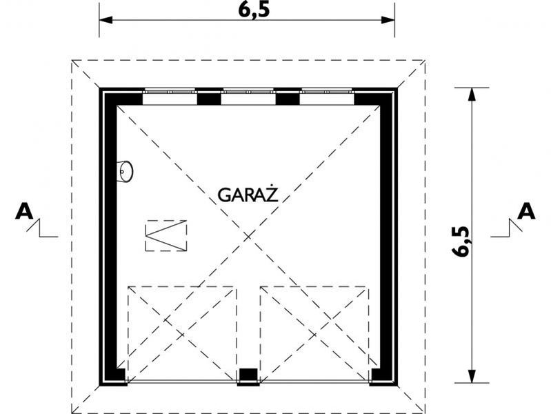 Projekt garażu 03 (207) - rzut parteru, dom liczy 0 pokoje, 0 łazienki i wc