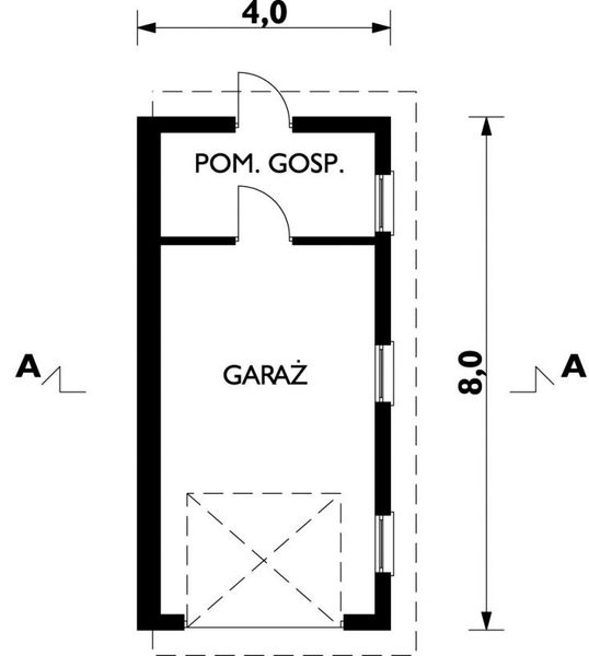 Projekt garażu 09 (213) - rzut parteru, dom liczy 0 pokoje, 0 łazienki i wc
