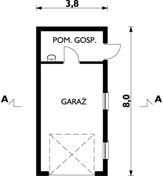 Projekt garażu 10 (214) - rzut parteru, dom liczy 0 pokoje, 0 łazienki i wc