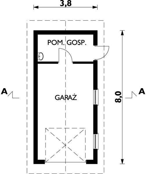 Projekt garażu 11 (215) - rzut parteru, dom liczy 0 pokoje, 0 łazienki i wc
