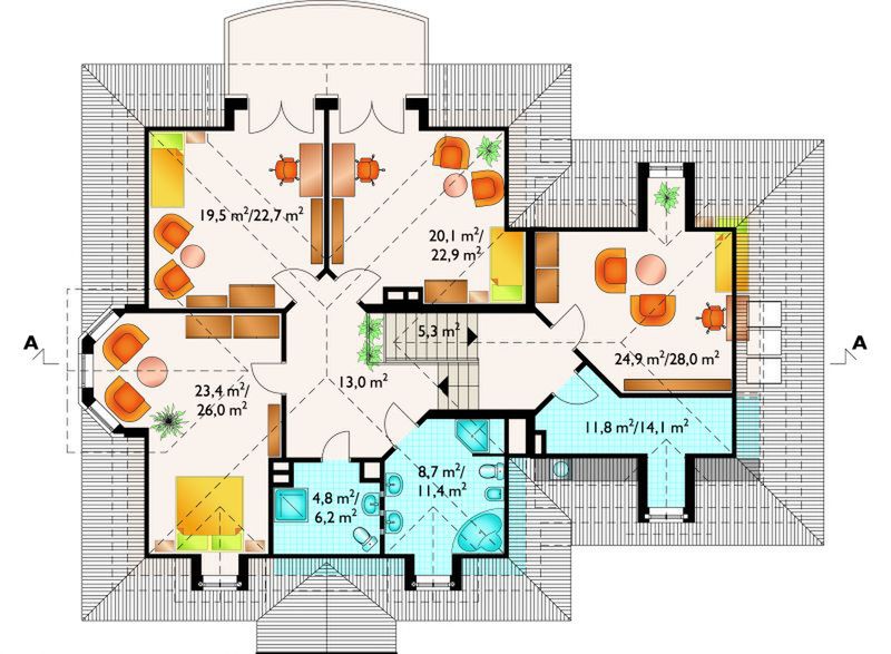 Poddasze projektu Kastor - murowana – beton komórkowy