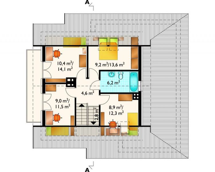 Poddasze projektu Poziomka - murowana – ceramika