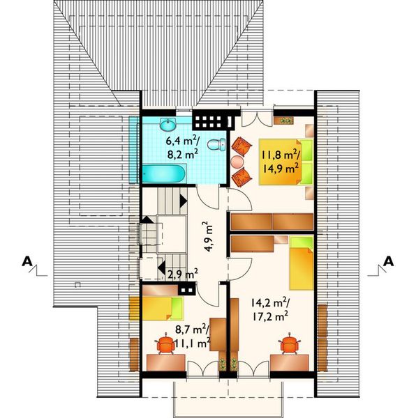 Poddasze projektu Słomka - murowana – ceramika