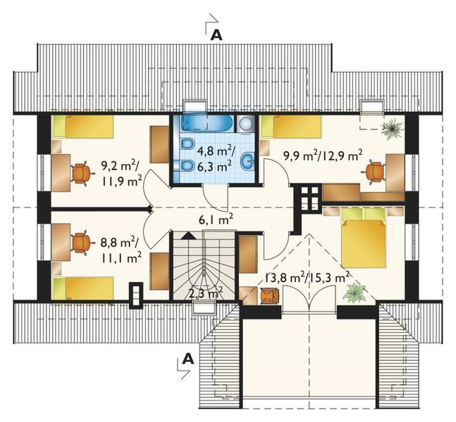 Poddasze projektu Wodnik Mały - murowana – ceramika