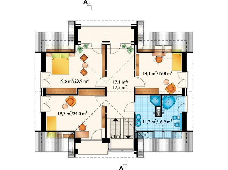 Poddasze projektu Vilmar - murowana - beton komórkowy